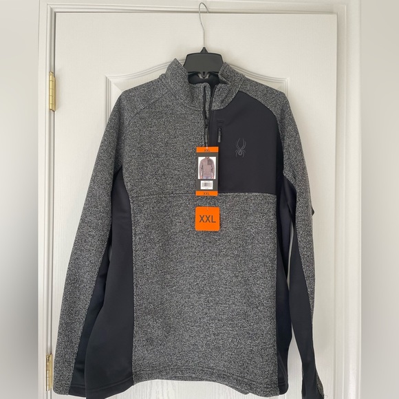 New Spyder Men’s Gray Half Zip Sweater Knit Pullover Jacket size XXL - Picture 2 of 8